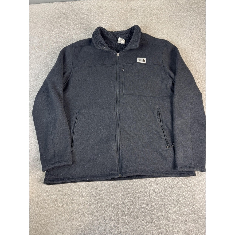 The North Face Fleece Jacket Mens 2XL Black Sherpa Lined Full Zip Pockets
